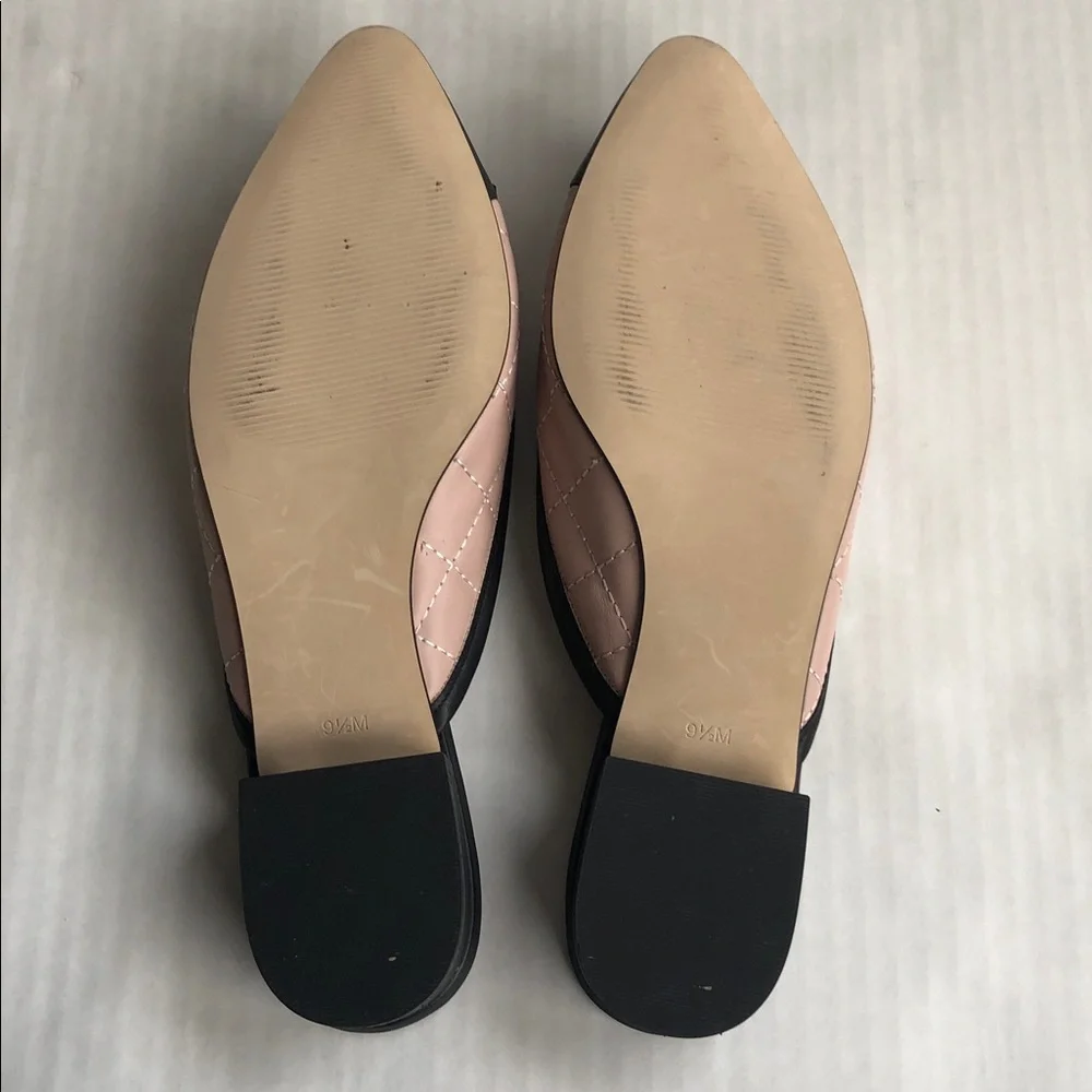 TALBOTS Edison Quilted Black Leather Cap toe Mule Flats size 9.5 - Picture 6 of 7